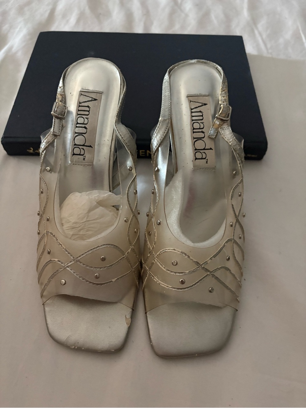 Womens Silver Slip-On Dress Sandals